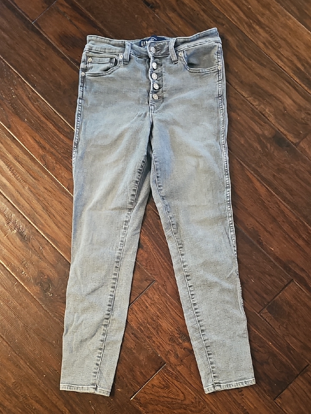 GAP Light Blue High-Rise Button-Fly Skinny Jeans